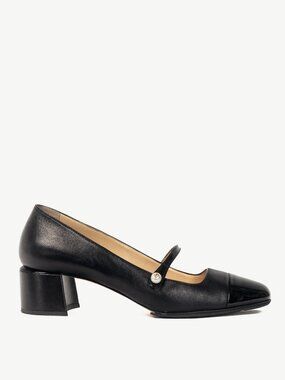 Jimmy Choo Elisa Black Cap-Toe Faux-Pearl Mary Jane Pumps